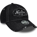 cappello-curvo-nero-cinghia-regolabile-9twenty-a-frame-distress-di-new-era