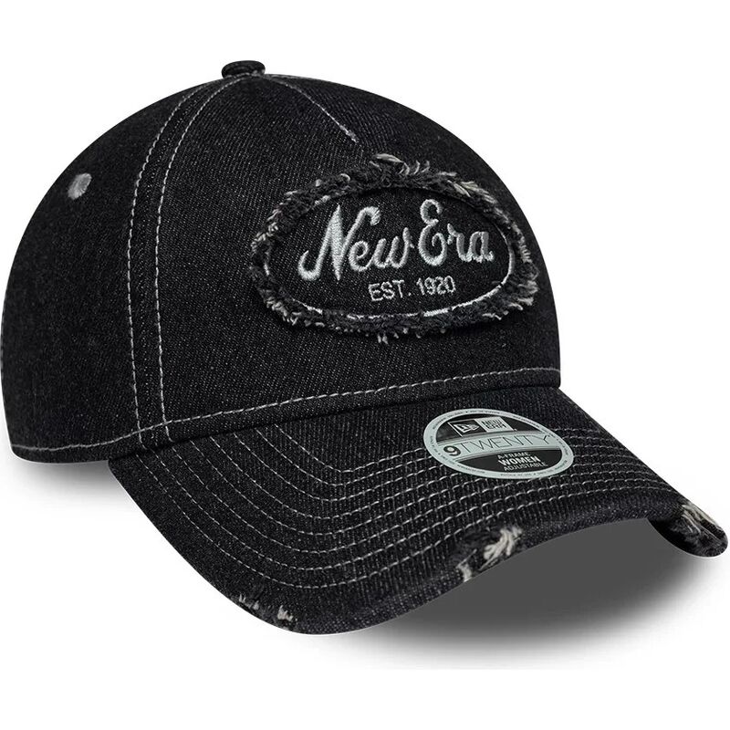 cappello-curvo-nero-cinghia-regolabile-9twenty-a-frame-distress-di-new-era