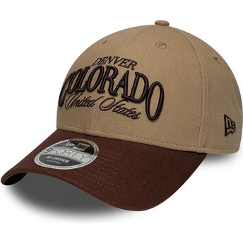 Cappello curvo marrone cinghia regolabile 9FORTY M-Crown Wordmark dei Denver Colorado di New Era