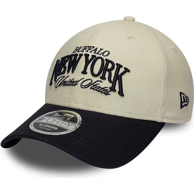 cappello-curvo-beige-cinghia-regolabile-9forty-m-crown-wordmark-dei-buffalo-new-york-di-new-era