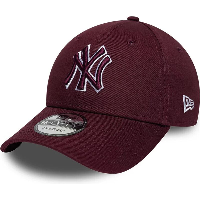 cappello-curvo-rosso-cinghia-regolabile-9forty-team-outline-dei-new-york-yankees-mlb-di-new-era