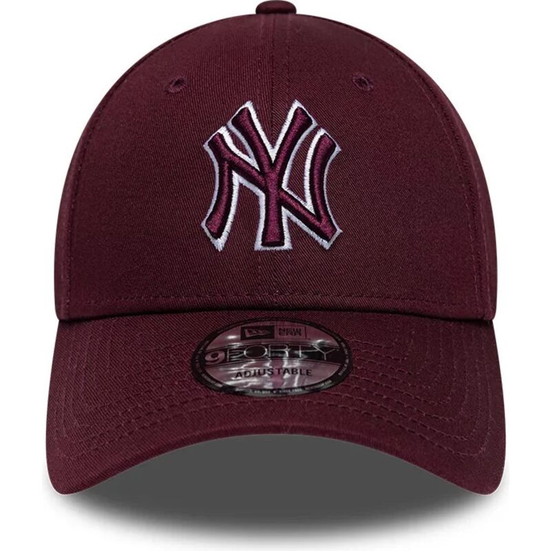 cappello-curvo-rosso-cinghia-regolabile-9forty-team-outline-dei-new-york-yankees-mlb-di-new-era