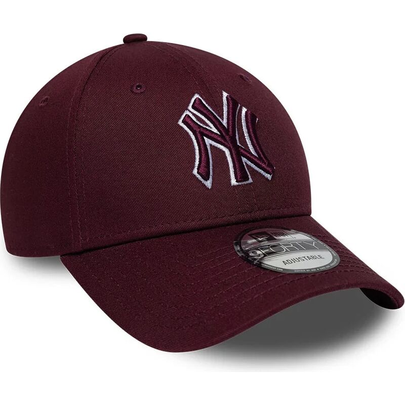 cappello-curvo-rosso-cinghia-regolabile-9forty-team-outline-dei-new-york-yankees-mlb-di-new-era