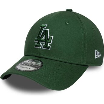 Cappello curvo verde cinghia regolabile 9FORTY Team Outline dei Los Angeles Dodgers MLB di New Era
