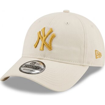 Cappello curvo beige cinghia regolabile dorado 9TWENTY League Essential dei New York Yankees MLB di New Era