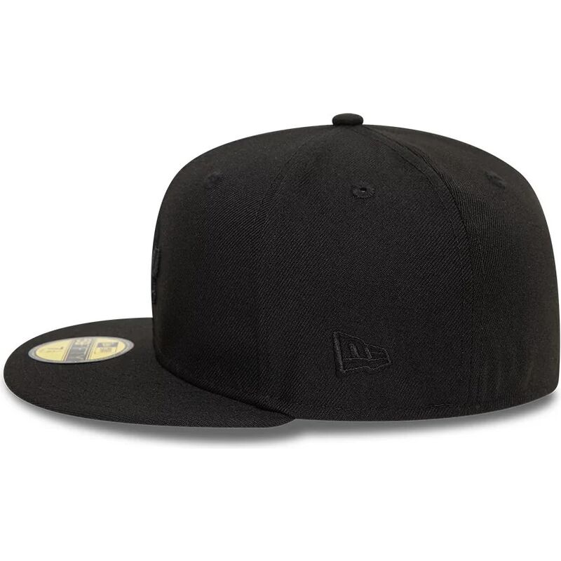 cappello-piatto-nero-chiuso-con-logo-nero-59fifty-league-essential-dei-los-angeles-dodgers-mlb-di-new-era