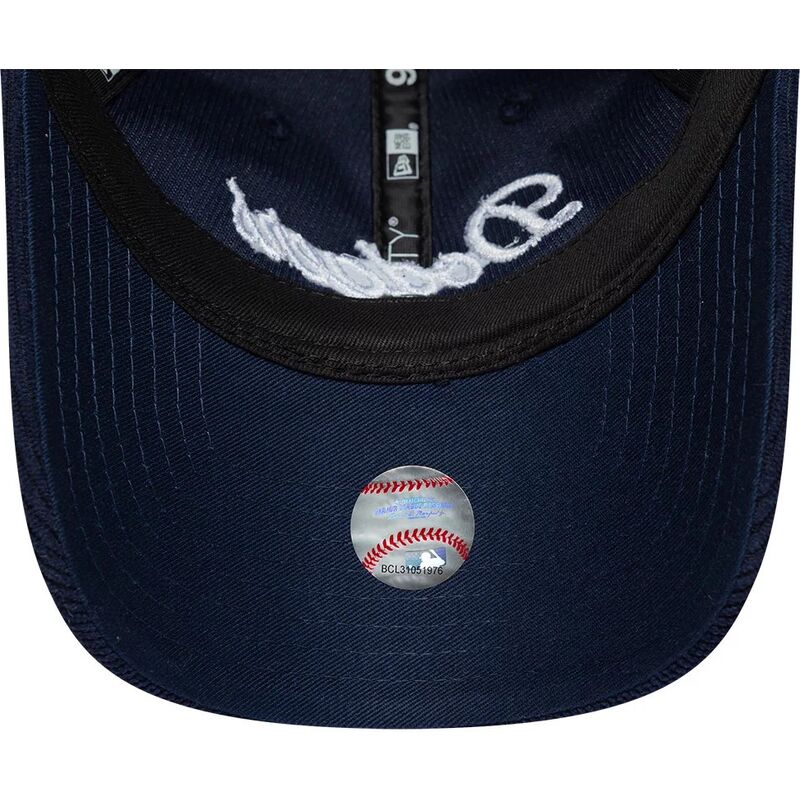 cappello-curvo-blu-marino-cinghia-regolabile-9twenty-cord-script-dei-los-angeles-dodgers-mlb-di-new-era