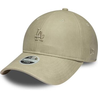 Cappello curvo beige cinghia regolabile 9TWENTY Washed PU dei Los Angeles Dodgers MLB di New Era