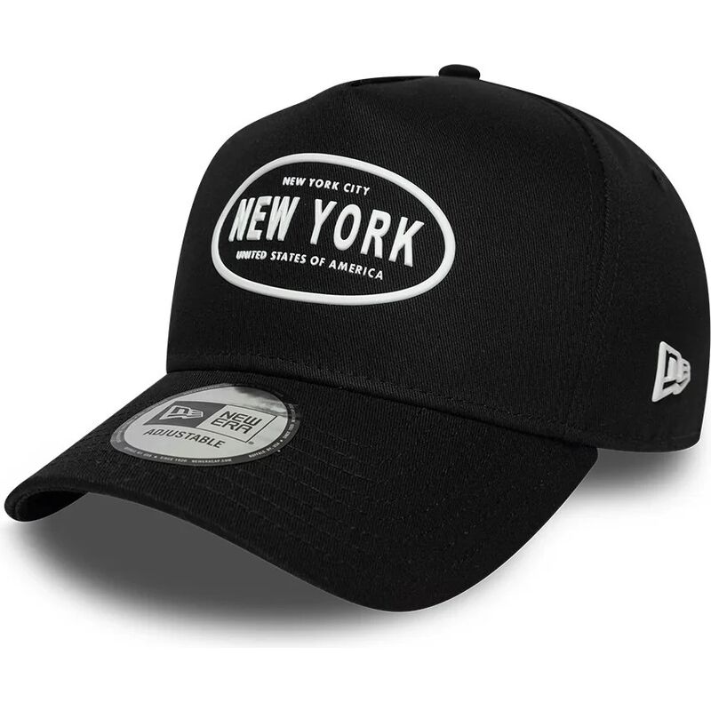 cappello-curvo-nero-snapback-9forty-e-frame-rubber-dei-new-york-di-new-era