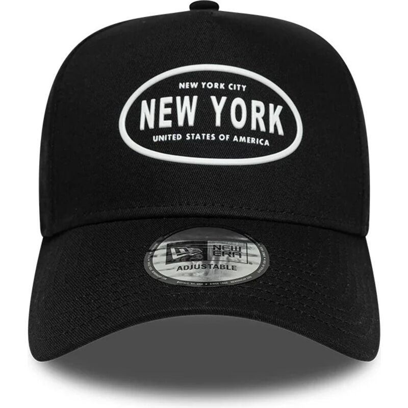 cappello-curvo-nero-snapback-9forty-e-frame-rubber-dei-new-york-di-new-era