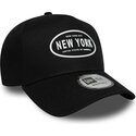 cappello-curvo-nero-snapback-9forty-e-frame-rubber-dei-new-york-di-new-era