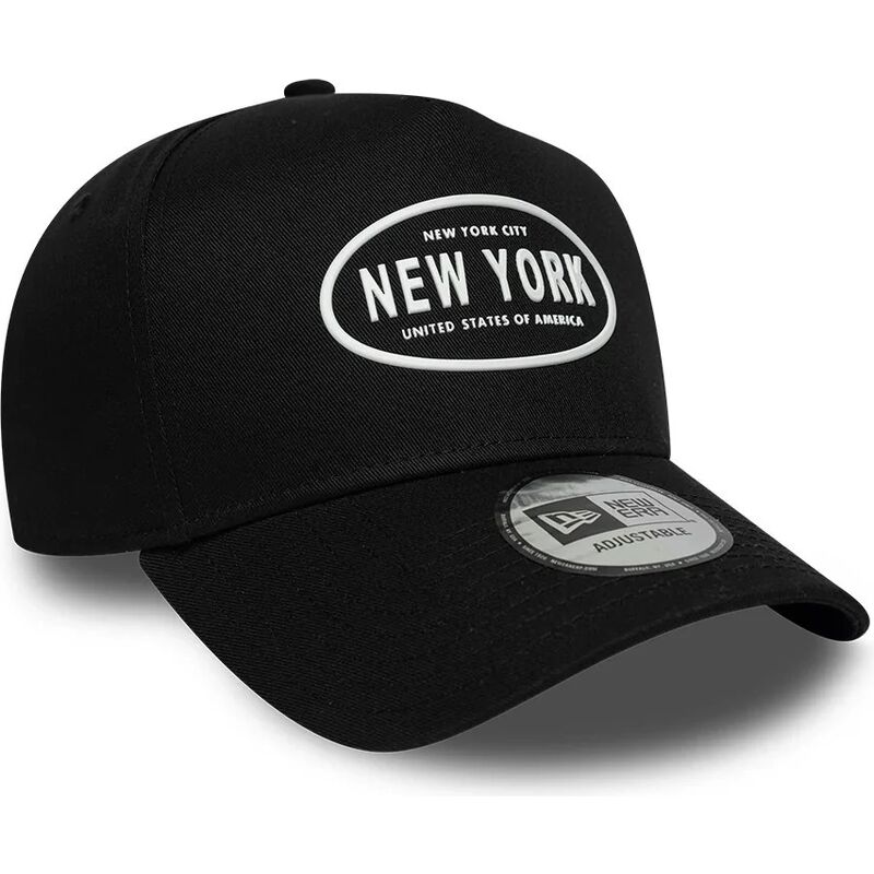 cappello-curvo-nero-snapback-9forty-e-frame-rubber-dei-new-york-di-new-era