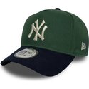 cappello-curvo-verde-snapback-9forty-e-frame-suede-visor-dei-new-york-yankees-mlb-di-new-era
