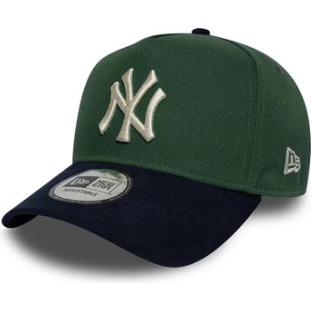 Cappello curvo verde snapback 9FORTY E Frame Suede Visor dei New York Yankees MLB di New Era
