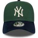 cappello-curvo-verde-snapback-9forty-e-frame-suede-visor-dei-new-york-yankees-mlb-di-new-era