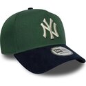 cappello-curvo-verde-snapback-9forty-e-frame-suede-visor-dei-new-york-yankees-mlb-di-new-era