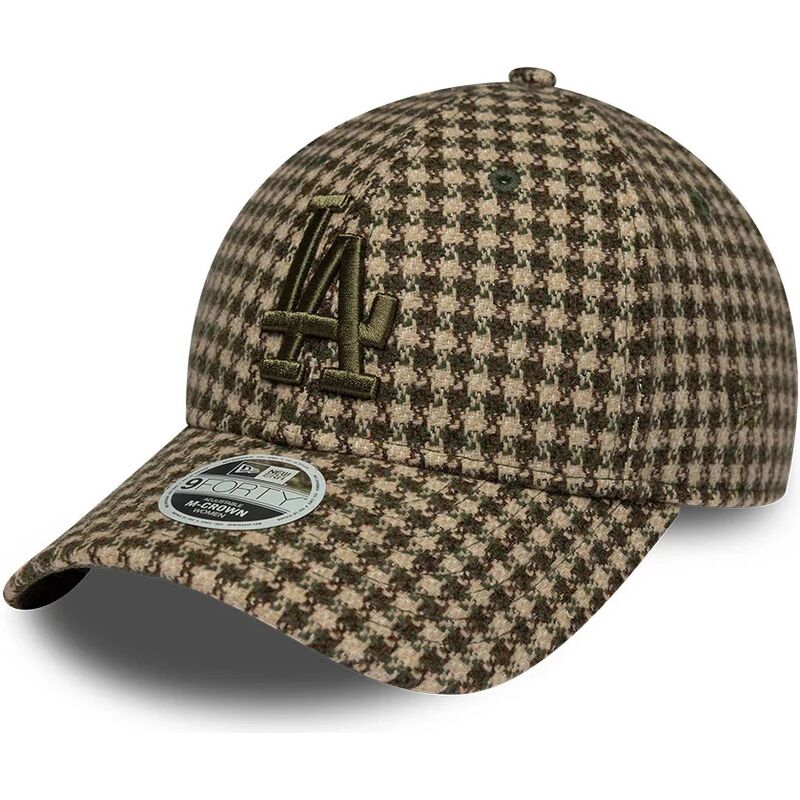 cappello-curvo-verde-cinghia-regolabile-9forty-m-crown-houndstooth-dei-los-angeles-dodgers-mlb-di-new-era