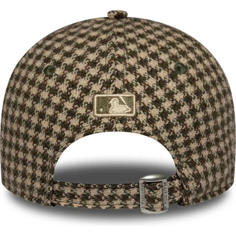 cappello-curvo-verde-cinghia-regolabile-9forty-m-crown-houndstooth-dei-los-angeles-dodgers-mlb-di-new-era