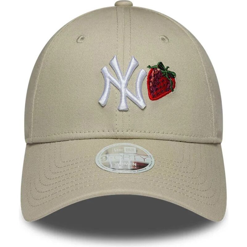 cappello-curvo-beige-cinghia-regolabile-9forty-fruit-icon-strawberry-dei-new-york-yankees-mlb-di-new-era