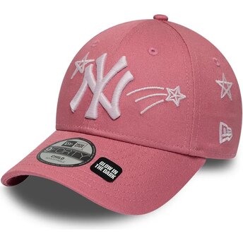Cappello curvo rosa cinghia regolabile per bambino 9FORTY Space dei New York Yankees MLB di New Era