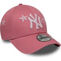 cappello-curvo-rosa-cinghia-regolabile-per-bambino-9forty-space-dei-new-york-yankees-mlb-di-new-era