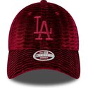 cappello-curvo-rosso-cinghia-regolabile-9forty-velour-dei-los-angeles-dodgers-mlb-di-new-era