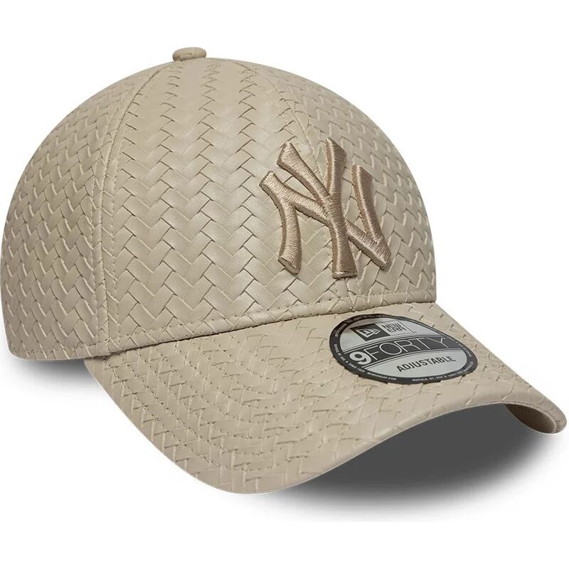 cappello-curvo-beige-cinghia-regolabile-9forty-pu-weave-dei-new-york-yankees-mlb-di-new-era
