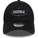 cappello-curvo-nero-cinghia-regolabile-9forty-gem-patch-distress-alone-di-new-era