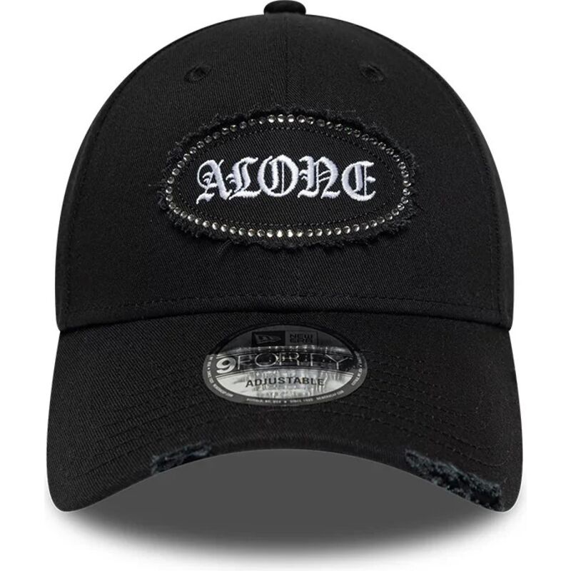 cappello-curvo-nero-cinghia-regolabile-9forty-gem-patch-distress-alone-di-new-era cappello-curvo-nero-cinghia-regolabile-9forty-gem-patch-distress-alone-di-new-era