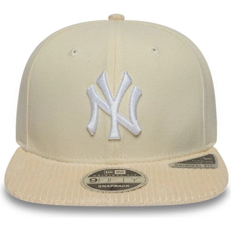 cappello-piatto-beige-snapback-9fifty-cord-visor-dei-new-york-yankees-mlb-di-new-era