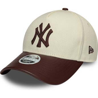 Cappello curvo beige cinghia regolabile 9FORTY M-Crown Fabric Mix dei New York Yankees MLB di New Era