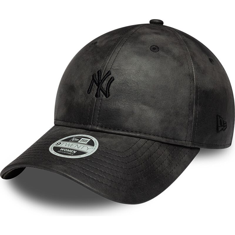 cappello-curvo-nero-cinghia-regolabile-9twenty-washed-pu-dei-new-york-yankees-mlb-di-new-era