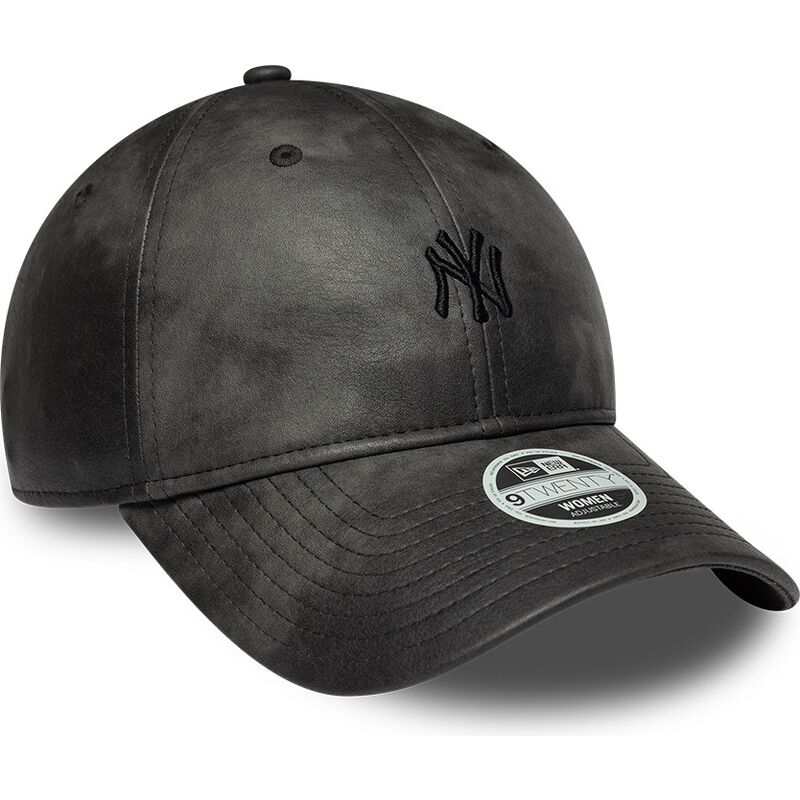 cappello-curvo-nero-cinghia-regolabile-9twenty-washed-pu-dei-new-york-yankees-mlb-di-new-era