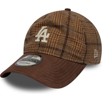 Cappello curvo marrone cinghia regolabile 9TWENTY Mix Check dei Los Angeles Dodgers MLB di New Era