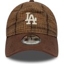 cappello-curvo-marrone-cinghia-regolabile-9twenty-mix-check-dei-los-angeles-dodgers-mlb-di-new-era