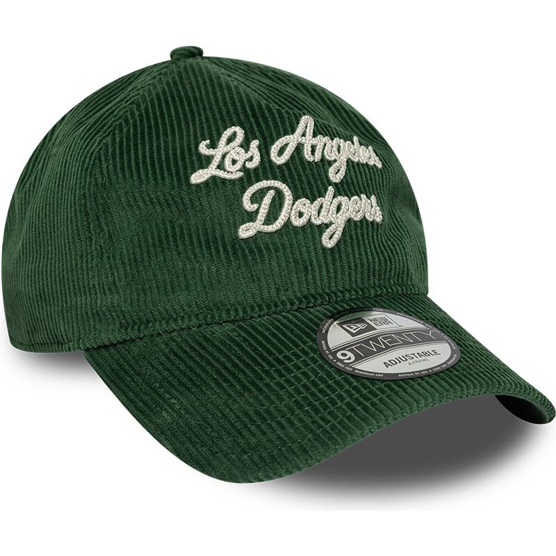 cappello-curvo-verde-cinghia-regolabile-9twenty-a-frame-cord-script-dei-los-angeles-dodgers-mlb-di-new-era