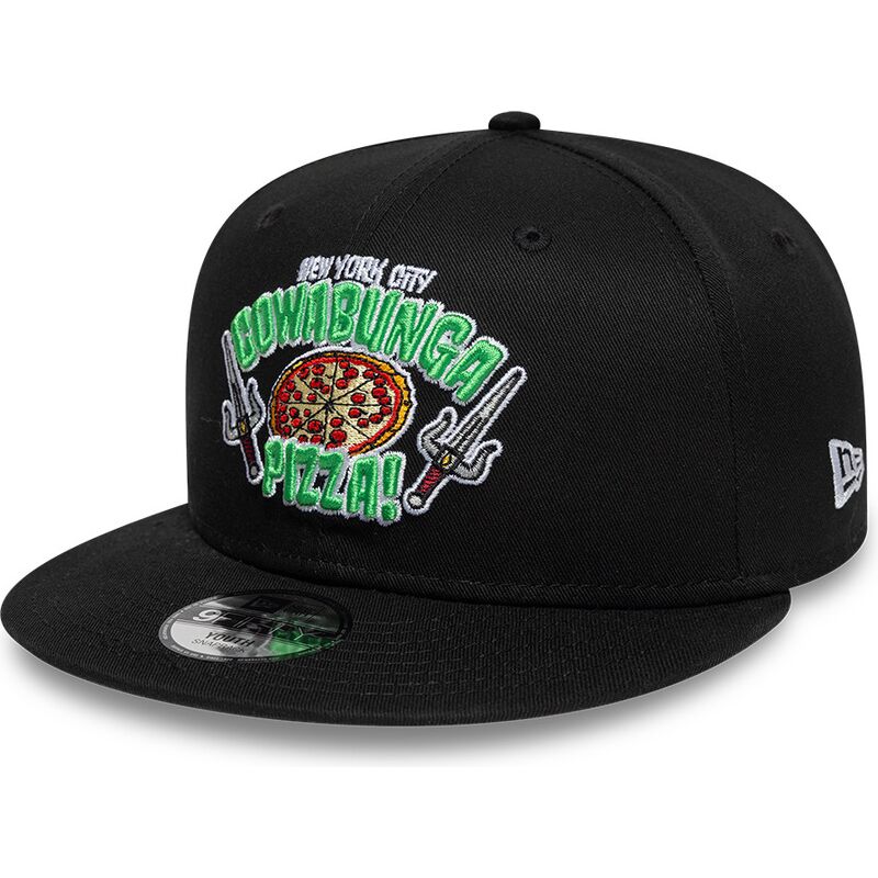 cappello-piatto-nero-snapback-per-bambino-9fifty-cowabunga-pizza-dei-tortugas-ninja-di-new-era