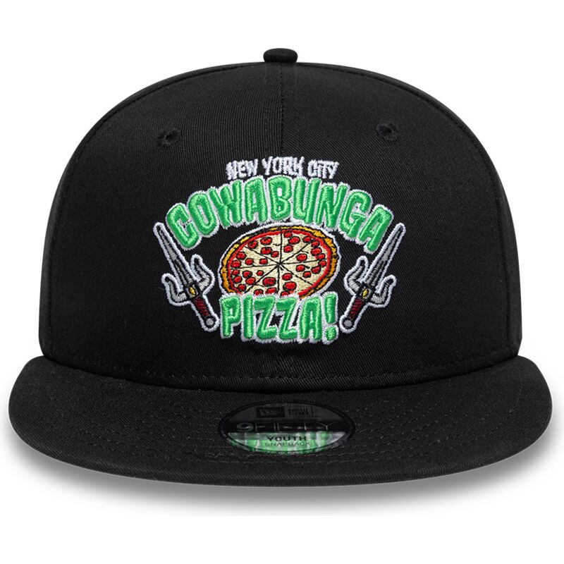 cappello-piatto-nero-snapback-per-bambino-9fifty-cowabunga-pizza-dei-tortugas-ninja-di-new-era