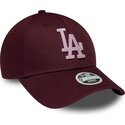 cappello-curvo-rosso-cinghia-regolabile-rosa-9forty-metallic-dei-los-angeles-dodgers-mlb-di-new-era
