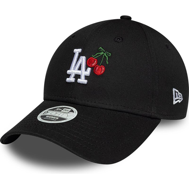 cappello-curvo-nero-cinghia-regolabile-9forty-fruit-icon-cherry-dei-los-angeles-dodgers-mlb-di-new-era