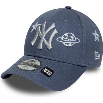 Cappello curvo blu cinghia regolabile per bambino 9FORTY Space Glow In The Dark dei New York Yankees MLB di New Era