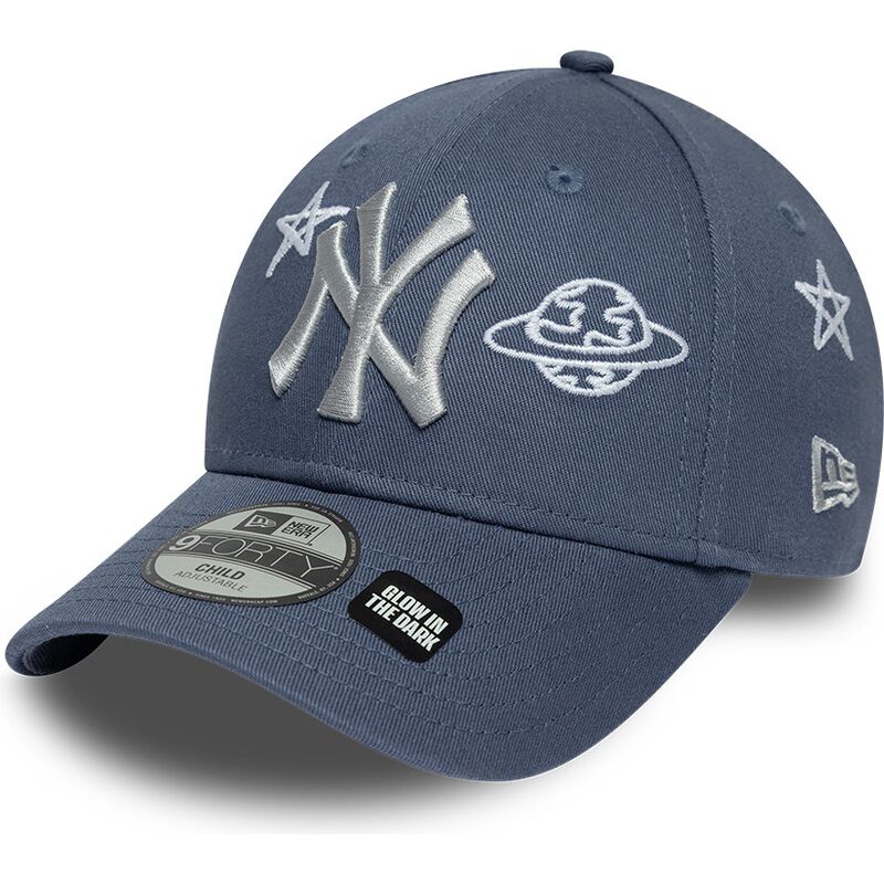 cappello-curvo-blu-cinghia-regolabile-per-bambino-9forty-space-glow-in-the-dark-dei-new-york-yankees-mlb-di-new-era