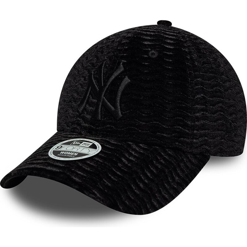 cappello-curvo-nero-cinghia-regolabile-9forty-velour-dei-new-york-yankees-mlb-di-new-era cappello-curvo-nero-cinghia-regolabile-9forty-velour-dei-new-york-yankees-mlb-di-new-era