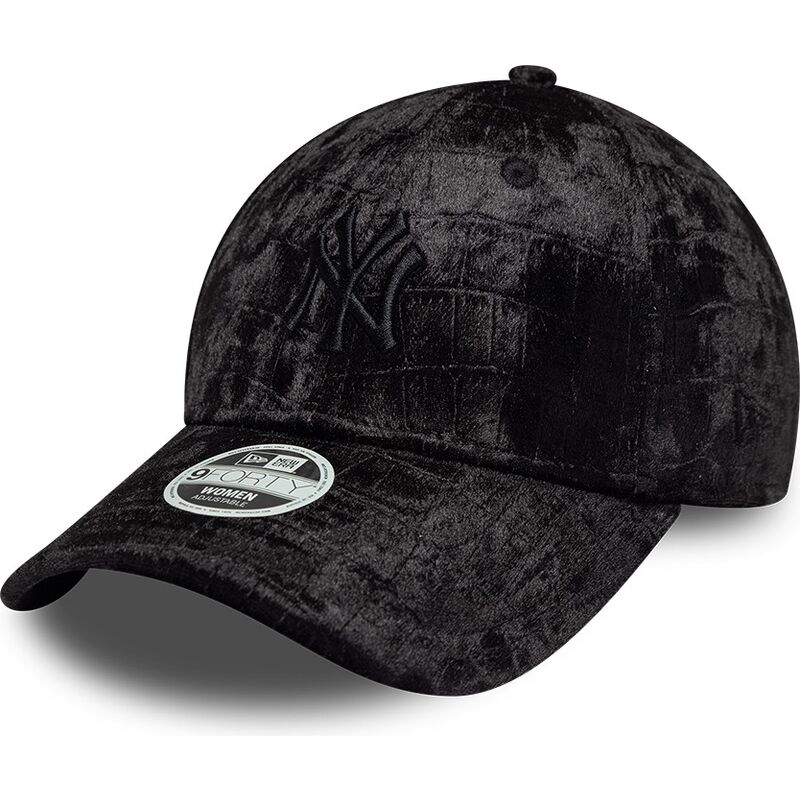 cappello-curvo-nero-cinghia-regolabile-9forty-pattern-velour-dei-new-york-yankees-mlb-di-new-era cappello-curvo-nero-cinghia-regolabile-9forty-pattern-velour-dei-new-york-yankees-mlb-di-new-era