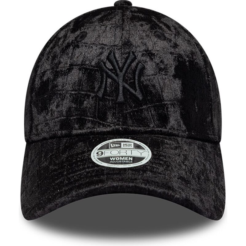 cappello-curvo-nero-cinghia-regolabile-9forty-pattern-velour-dei-new-york-yankees-mlb-di-new-era cappello-curvo-nero-cinghia-regolabile-9forty-pattern-velour-dei-new-york-yankees-mlb-di-new-era
