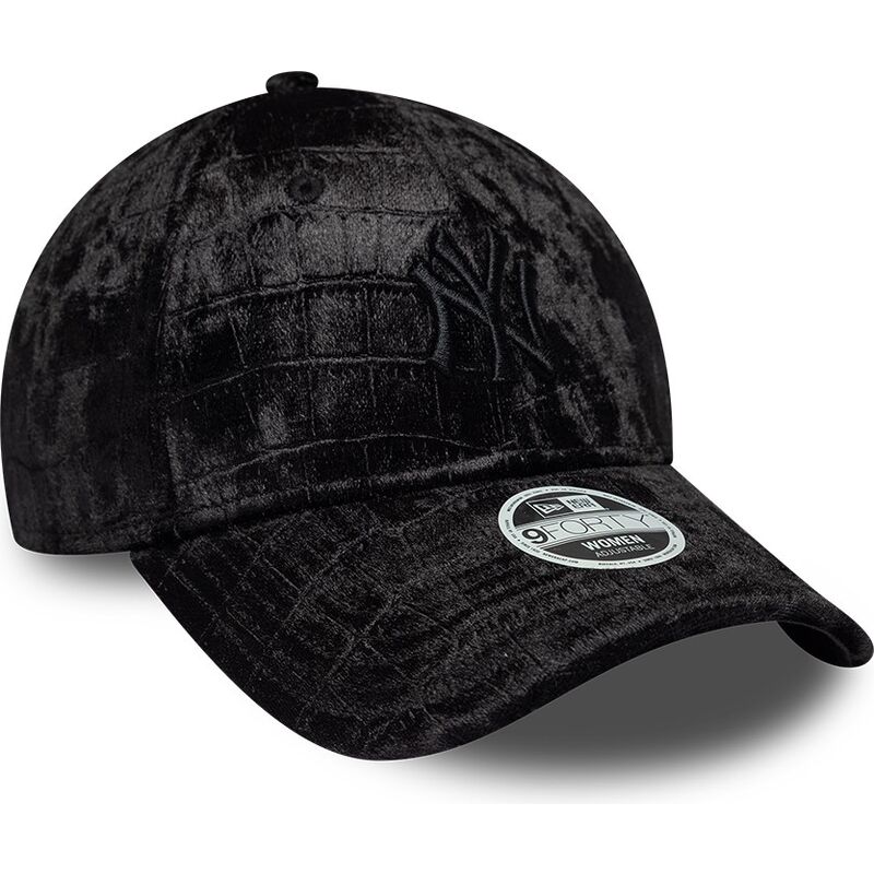 cappello-curvo-nero-cinghia-regolabile-9forty-pattern-velour-dei-new-york-yankees-mlb-di-new-era cappello-curvo-nero-cinghia-regolabile-9forty-pattern-velour-dei-new-york-yankees-mlb-di-new-era