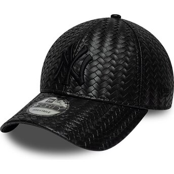 Cappello curvo nero snapback 9FORTY PU Weave dei New York Yankees MLB di New Era
