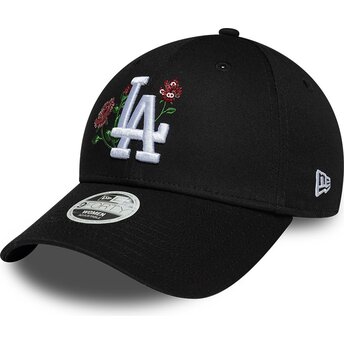 Cappello curvo nero snapback 9FORTY Rose Sequin dei Los Angeles Dodgers MLB di New Era