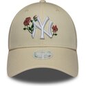 cappello-curvo-beige-snapback-9forty-rose-sequin-dei-new-york-yankees-mlb-di-new-era
