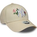 cappello-curvo-beige-snapback-9forty-rose-sequin-dei-new-york-yankees-mlb-di-new-era